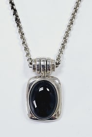 Joseph Esposito Sterling Silver Obsidian Necklace Necklace Measures 18" Necklace Weighs 44.4 Grams
