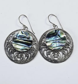 Meran Sterling Silver Abalone Earrings Earrings Weigh 11.8 Grams Collectively