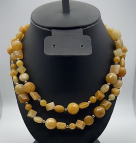 Jay King Sterling Silver Yellow Opal Bead Necklace Measures 20" Necklace Weighs 128 Grams