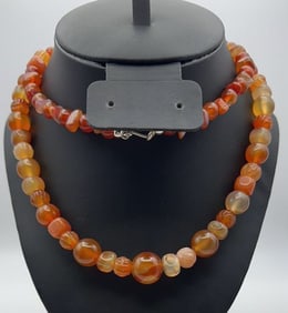 Jay King Sterling Silver Carnelian Necklace Necklace Measures 32" Necklace Weighs 110 Grams