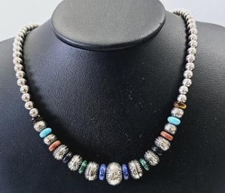 Carolyn Pollack Sterling Silver Multi Gem Necklace Necklace weighs 27.5