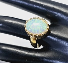 14K Gold over Sterling Silver Badavici Opal Ring Ring weighs 7.0 Grams Size 9