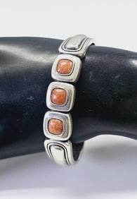 Sterling Silver Coleman Company Coral Bracelet Bracelet weighs 33.1 Grams