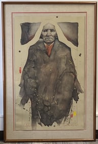 Frank Howell Buffalo Woman Litho Signed Lithograph of Frank Howell's artwork Buffalo Woman, signed,