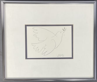 Pablo Picasso Dove Print in Frame Dove by Pablo Picasso, print includes signature and date from