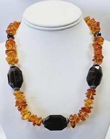 Lee Sands Amber & Smoky Quartz Necklace Necklace measures