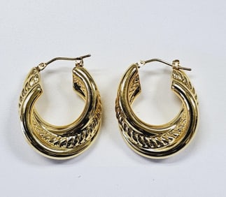 14K Yellow Gold Hoop Earrings Earrings weigh 7.4 Grams