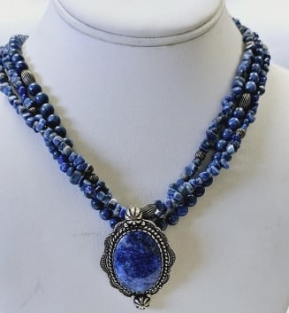 Carolyn Pollack Sterling Lapis Lazuli  Necklace Necklace weighs 76.6 Grams Measures 18" (1 of 8)