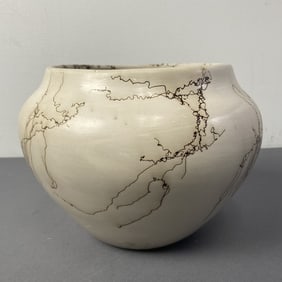 Gary Yellow Corn Louis Acoma Pueblo Vase Horsehair Acoma Pueblo vase by Gary "Yellow Corn" Louis