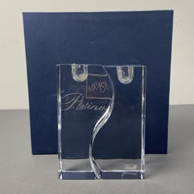 Mikasa Platinum Candlestick Holders with Box Mikasa Platinum Prism XY Candle Holders, 6 inches tall.