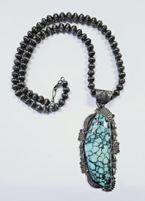 Large Native American Signed Turquoise Necklace Necklace weighs 145.0