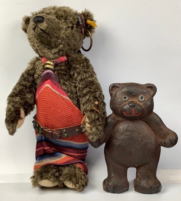 Steiff Ralph Lauren Gypsy Polo Bear #665431 #361 & Cast Iron Teddy Bear Door Stop (1 of 15)