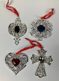 Lenox Bejeweled Ornaments Cross Spire Heart & Snowflake With boxes In good condition.
