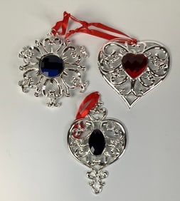 Lenox Bejeweled Ornaments Spire Heart & Snowflake With boxes In good condition