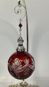 2005 Waterford Crystal Winter Wonderland Red Ball Crystal Ornament