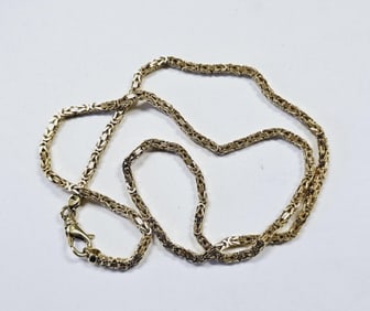14K Yellow Gold Byzantine Chain Necklace Necklace weighs 23.6 Grams Measures 18"