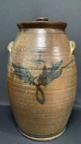 Antique Four Gallon Double Handle Crock With Lid No chips or cracks