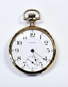 Vintage 14K Yellow Gold Waltham Pocket Watch Watch is non working Gross weight 842 Grams