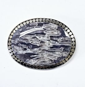 Sterling Silver Agate Brooch Pendant weighs 25.2 Grams