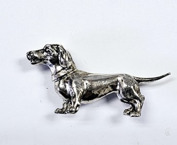 Vintage Sterling Silver Dachshund Dog Brooch Pin Brooch weighs 11.0 Grams