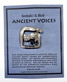 Samaki & Bird Ancient Voices Sterling Cat Brooch Brooch weighs 3.5 Grams