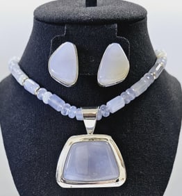 Jay King Sterling Lacey Agate Necklace & Earrings Necklace & Earrings weigh 91.9
