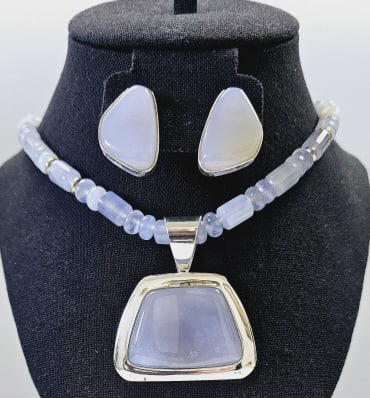 Jay King Sterling Lacey Agate Necklace & Earrings Necklace & Earrings weigh 91.9 (1 of 8)