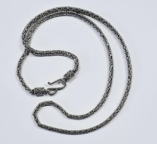 Saurti BA Sterling Silver Byzantine Chain Necklace Necklace weighs 28.0 grams Measures 24"