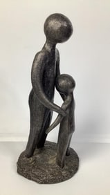 William Lattimer Metal Father & Son Sculpture Signed
