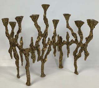 1960s Brutalist Hinged Brass Menorah Did clean it up some but could use further