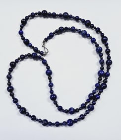Jay King Sterling Long Beaded Lapis Necklace Necklace weighs 36.0 Grams Measures 36"