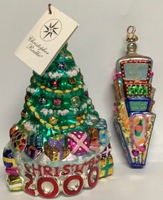 Christopher Radko 2000 Christamas Tree & 2001 Times Square Ornaments
