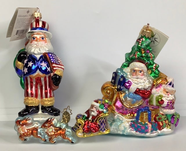 Christopher Radko Uncle Sam Santa & Sleigh Ornaments (1 of 4)