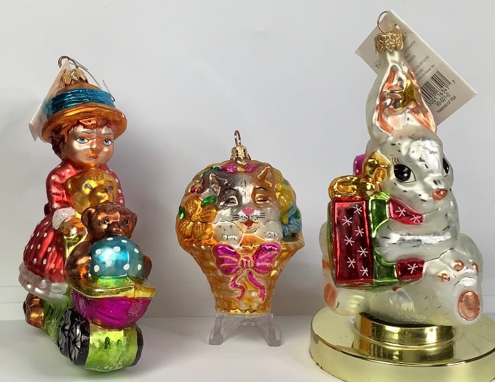 Christopher Radko Mother & Baby Kitten & Rabbit Ornaments: Ornaments Please see images for details regarding condition.