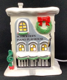 Dept 56 Peanuts Schroeder's Piano Playhouse Crazing on the bottom. Light is stuck in the