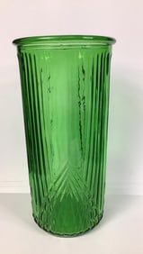 Vintage Emerald Hoosier Glass Art Deco Vase No chips or