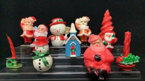 Assorted Vintage Christmas Candles Including Gurley