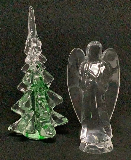 Silvestri Glass Tree Taiwan & Baccarat Crystal Angel France: Angel France Angel is signed Baccarat. No chips or cracks Please see images for details regarding condition.