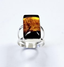 Jay King Sterling Silver Ombre Amber Ring Ring weighs 6.2 Grams Size 9