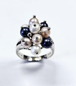 Sterling Silver Honora Cultured Pearl Ring Ring weighs 6.3 Grams Size 9
