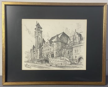 Roscoe Misselhorn Etching Union Station St Louis Etching of Union Station by the artist Roscoe
