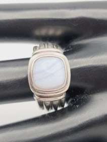 Joseph Esposito Sterling Blue Lace Agate Ring Ring Weighs 11.2 Grams Size 9.25
