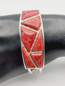 Jay King Sterling Silver Red Jasper Cuff Bracelet Measures 5" Bracelet Weighs 28.4 Grams