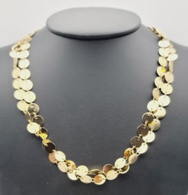 18K Gold Plated Double Strand Disc Necklace Necklace Measures 31.5" Necklace Weighs 26 Grams