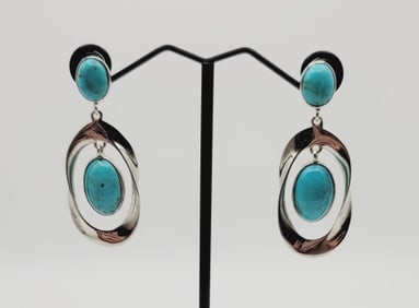 SX Sterling Silver Turquoise Earrings Earrings Weigh 9 Grams