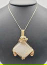 14K Gold Druzy Quartz Necklace Necklace Measures 27"  Necklace Weighs 27.2 Grams