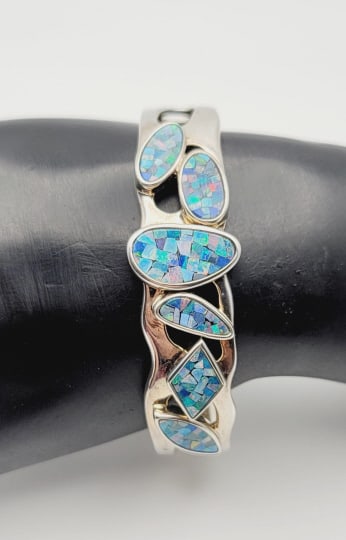 Whitney Kelley Sterling Silver Opal Bracelet Bracelet Measures 5.5" Bracelet Weighs 28.9 Grams (1 of 7)