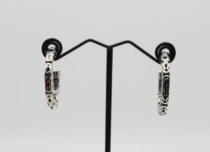 BA Sterling Silver Chain Hoop Earrings Earrings Weigh 12.4 Grams (1 of 5)