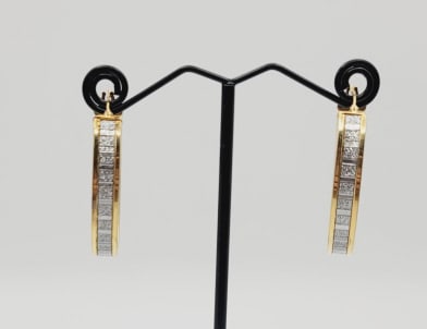 Milor Italy Sterling Gold Plated CZ Hoop Earrings Earrings Weigh 6 Grams: Earrings Weigh 6 Grams