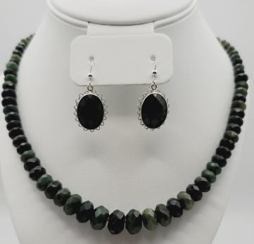 Jay King Sterling Silver Clasp Nephrite Jade Set Necklace Measures 18.25" (1 of 7)